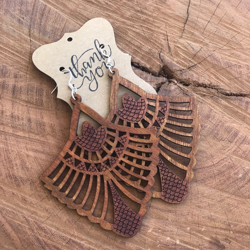 Large wood earrings